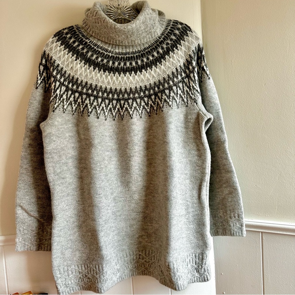 Talbots Metallic Turtleneck Sweater Fair Isle Holiday Women’s Wool Blend NWT 1X
